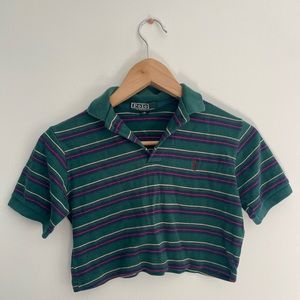 Ralph Lauren green stripe cropped polo